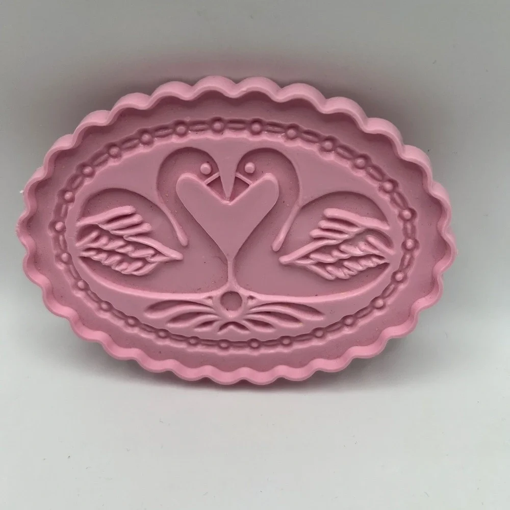 Rose and Swans Pink Press for Butter Cookies Fondant Baking Vtg